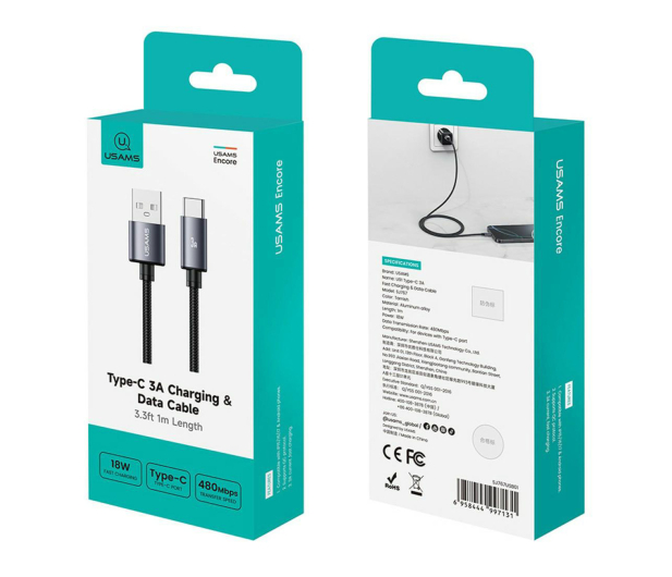USAMS Kabel U91 18W USB-C do USB-A 1m stalowy - 1569128 - zdjęcie 4